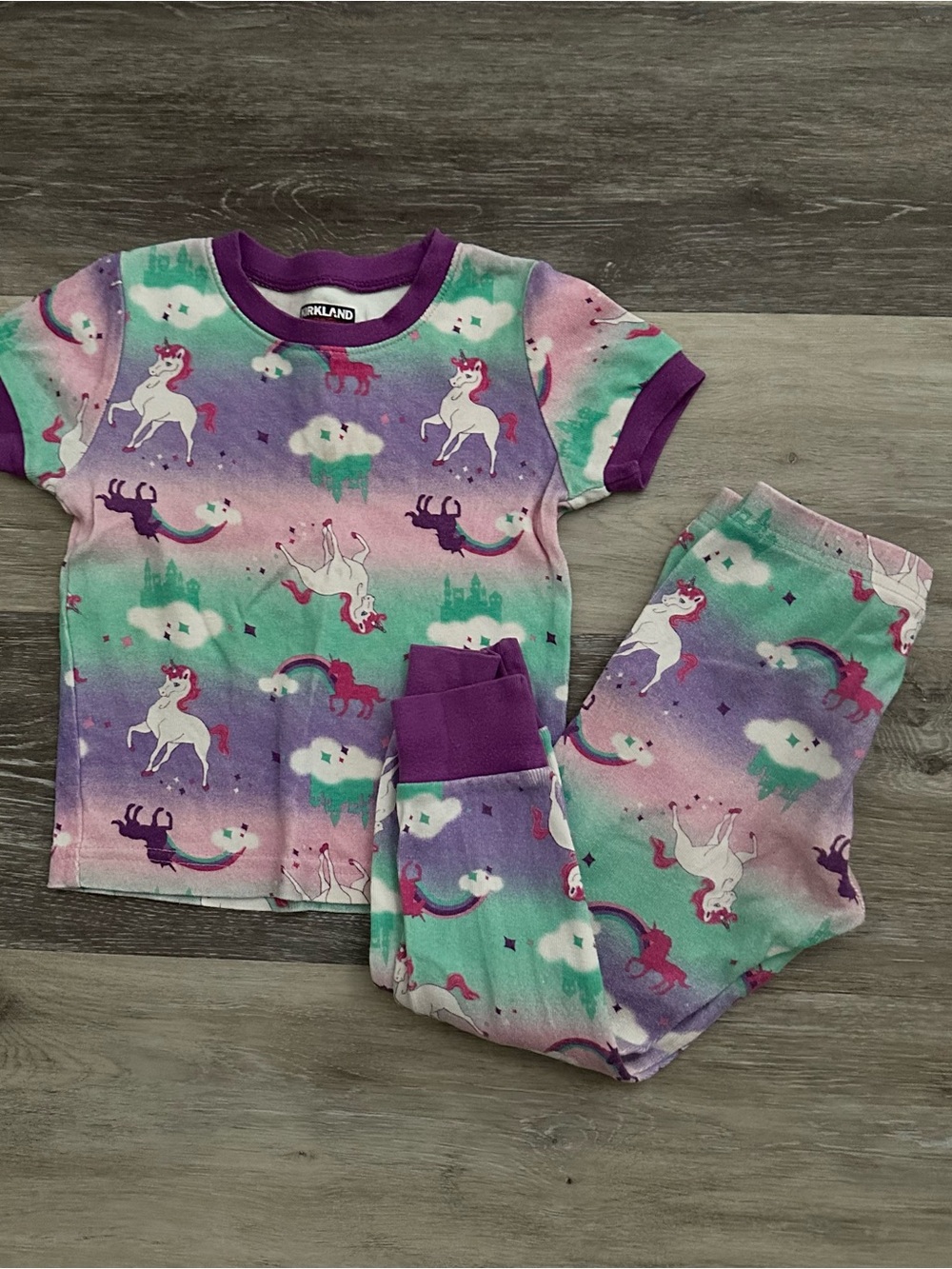 Kirkland Signature Purple & Teal Unicorn Kids Pajama Set